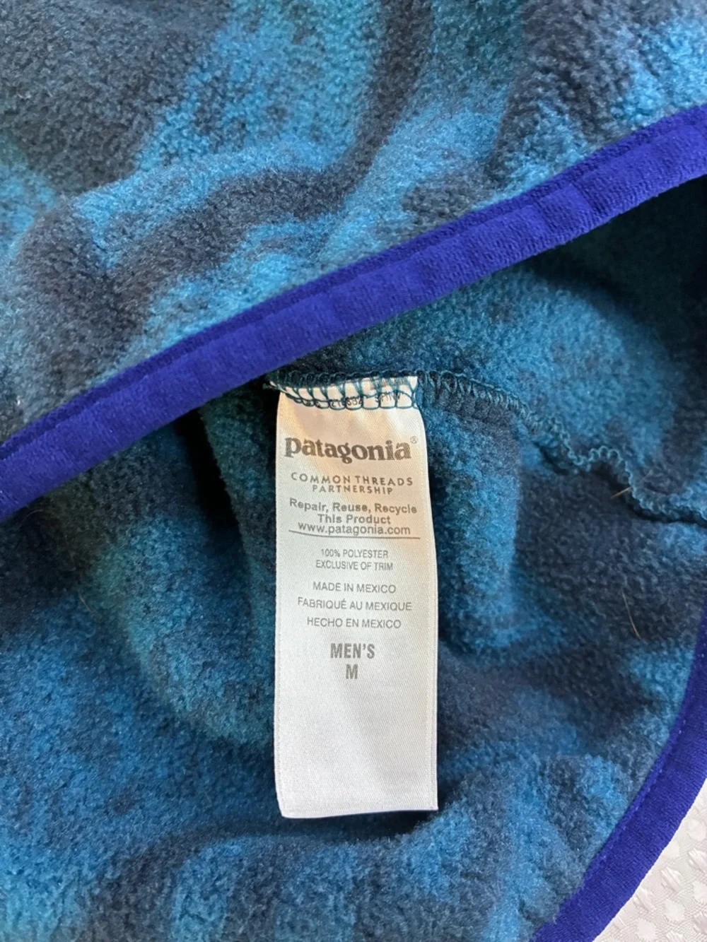 2015 PATAGONIA SYNCHILLA SNAP-T PULLOVER, SHALE/NAVY ABSTRACT PRINT RETIRED/RARE - Picture 10 of 16